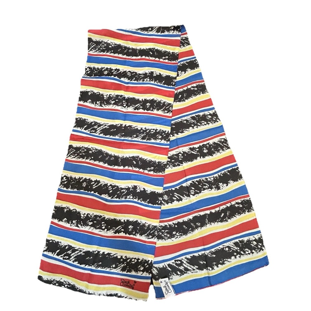 Vintage Sarah Coventry Scarf Multicolor Abstract Stripe Made in Italy 10"x52.5"